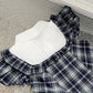 Retro plaid college style fake two-piece dress for women sweet temperament princess dress R0030