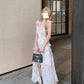 French style small flying sleeve irregular ruffle dress new style seaside holiday dress R0033