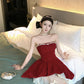 Birthday party small dress skirt high-end niche princess skirt tutu skirt red tube top dress R1814