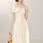 French style high-grade apricot dress women's new style small long skirt R1972