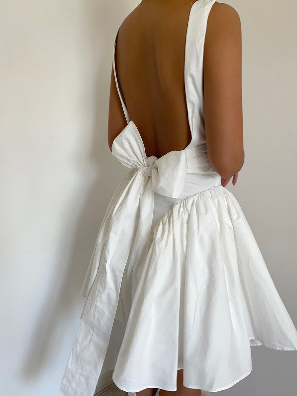 French romantic butterfly backless dress for women new square neck waist tie skirt R3039