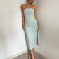 Hot girl sexy slit tube top dress slim fit medium length hip waist dress high-end long skirt R3037
