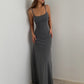 Simple temperament suspender long skirt super A figure waistline sexy hot girl dress R3030