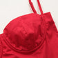 French red suspender dress female sexy backless seaside holiday dress R3035