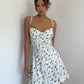 European and American style low-cut backless sexy suspender floral dress high waist slim A-line hip skirt R3038