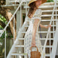 French design pastoral style printed slim fishbone corset dress R5105