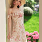 French romantic vacation long dress floral seaside halter dress summer R5108