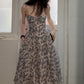 Retro blue suspender dress 2025 new gentle temperament waist dress R0674
