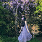 Atmosphere small skirt gentle temperament A-line long skirt purple halter neck dress R0671