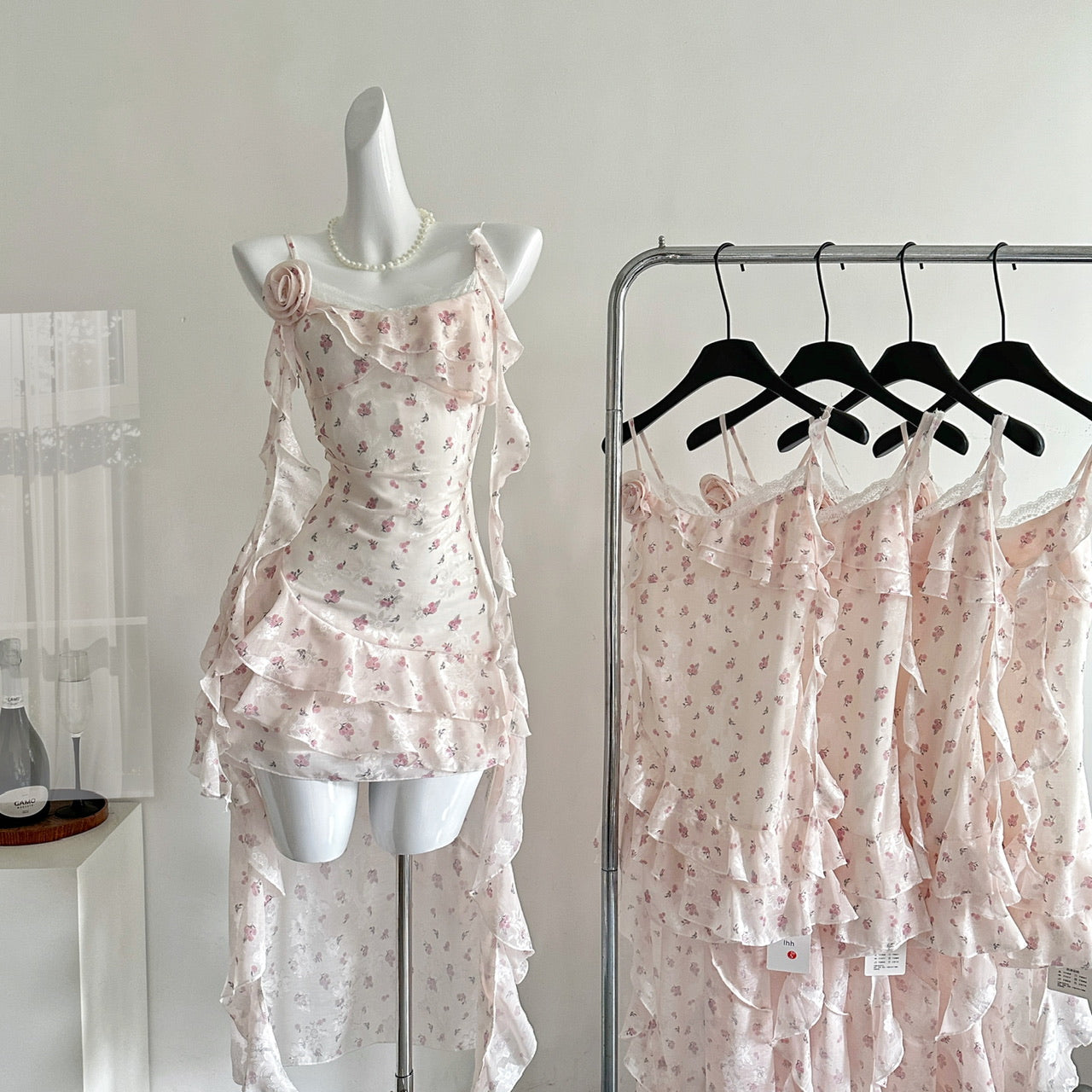 Summer sweet floral waist slim dress R2126