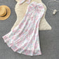 Vacation outfit sexy halter neck tube top hip fishtail skirt skirt floral two-piece suit R2152