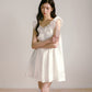 White satin glossy three-dimensional pleated dress cloud collar three-dimensional flower baby dress R5168