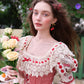 French Pastoral Retro Lace Print Herringbone Long Sleeve Dress Homecoming Dress R5165