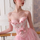 French Sweet Ballet Style Pink Fishbone Corset Mesh Skirt Set Homecoming Dress R5166