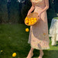 French Retro Pastoral Oil Painting Long Strap Printed Lace Dress Homecoming Dress R5151