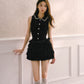 Black velvet shimmering qianjin style cake-style lace waist belt puffy dress R5175