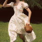 French design pastoral style printed slim fishbone corset dress homecoming dress R5163