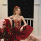 French Retro Red Fishbone Corset Skirt Homecoming Dress R5160