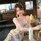 Beautiful floral fishtail suspender long dress slim hip dress R0628