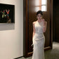 Sexy satin halter neck dress, elegant waist, slimming, hip-wrapped fishtail gentle dress R1460