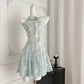 Summer sweet slim waist design short dress R2056