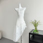 White holiday suspender dress 2025 irregular cake skirt waist long skirt R2058