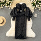 Banquet dress niche lantern sleeves sexy off-shoulder tube top slim fit long dress R2203