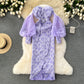 Banquet dress niche lantern sleeves sexy off-shoulder tube top slim fit long dress R2203