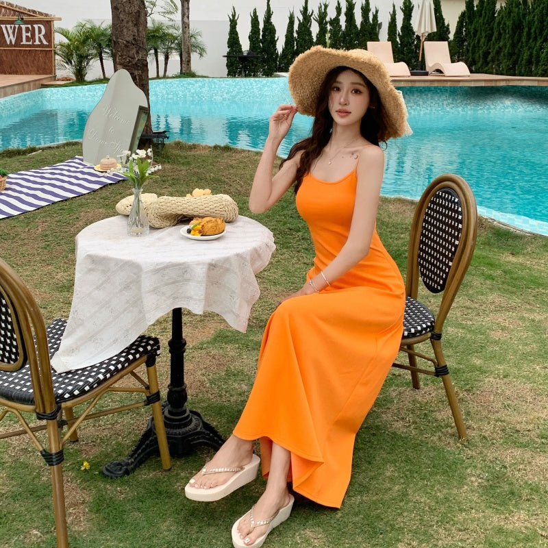 Sexy dress knitted suspender long skirt bottoming slim temperament holiday skirt R1008