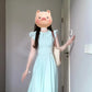 French blue small flying sleeve dress for vacation, beautiful, unique, gentle, waist-length dress R0448
