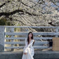 Gentle white moonlight suspender dress beautiful waist A-line long skirt R0718