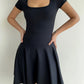 Elastic sexy low-cut square neck waist dress new summer style temperament slim ballet skirt R3073