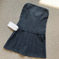 Hot girl college style tube top dress female summer sexy high waist slim fit pleated short skirt R3075