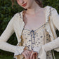 French Girl Knitted Cardigan Floral Stretch Ruffled Suspender Dress Set Homecoming Dress R5161