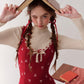 French girl playful bow red waist dress atmosphere homecoming dress R5147