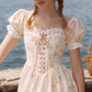 French design pastoral style printed slim fishbone corset dress homecoming dress R5163