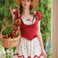 French style age-reducing college petite red short-sleeved top polka dot skirt suit homecoming dress R5142