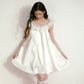 White satin glossy three-dimensional pleated dress cloud collar three-dimensional flower baby dress R5168