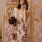 French retro romantic full print peony dress printed dress homecoming dress R5139