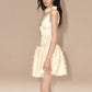 Satin Bow Tie Vest Dress Chanel Style Sleeveless Tutu Skirt R5173