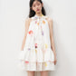 Sleeveless Floral Bow Tie Halter Dress with Ruffled Hem Tutu Skirt R5169