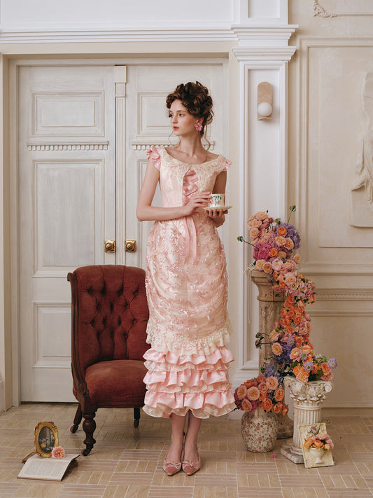 French palace style design niche heavy fishbone dress homecoming dress R5159