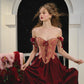 French Retro Red Fishbone Corset Skirt Homecoming Dress R5160