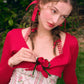 French pastoral red halter dress short petite homecoming dress R5152