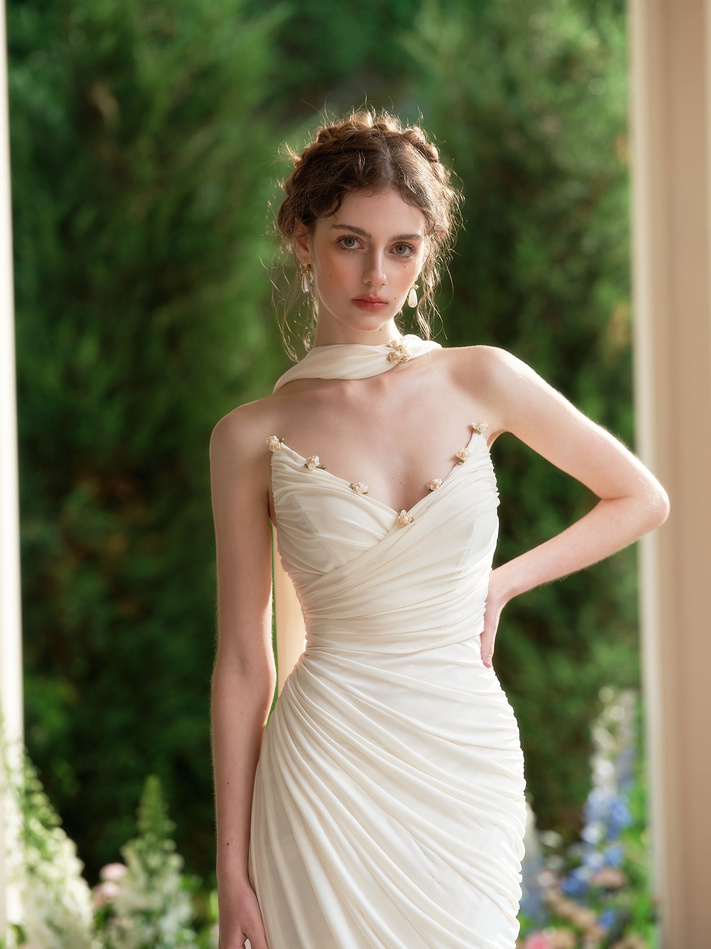 French romantic pure white design tube top dress custom fabric niche high-end homecoming dress R5141