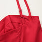 French red suspender dress female sexy backless seaside holiday dress R3035