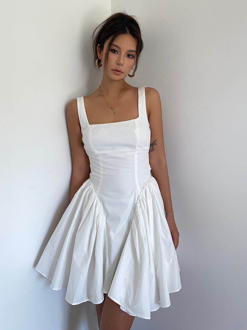 French romantic butterfly backless dress for women new square neck waist tie skirt R3039