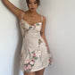 Rose suspender dress summer slim temperament sleeveless skirt waist a-line short skirt R3031