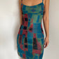 Pure desire tie-dyed double-layer mesh print slim-fitting suspender dress with hip skirt R3071