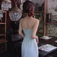 Satin chain suspender dress French waist high-end slit irregular skirt R1497